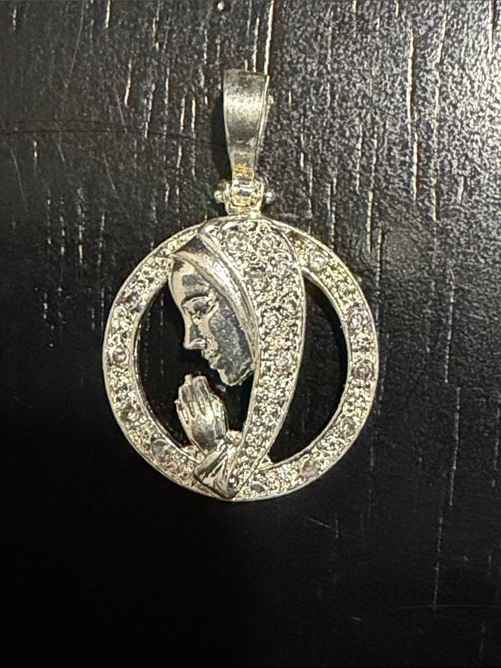 Praying Madonna Silver-Tone Pendant Necklace